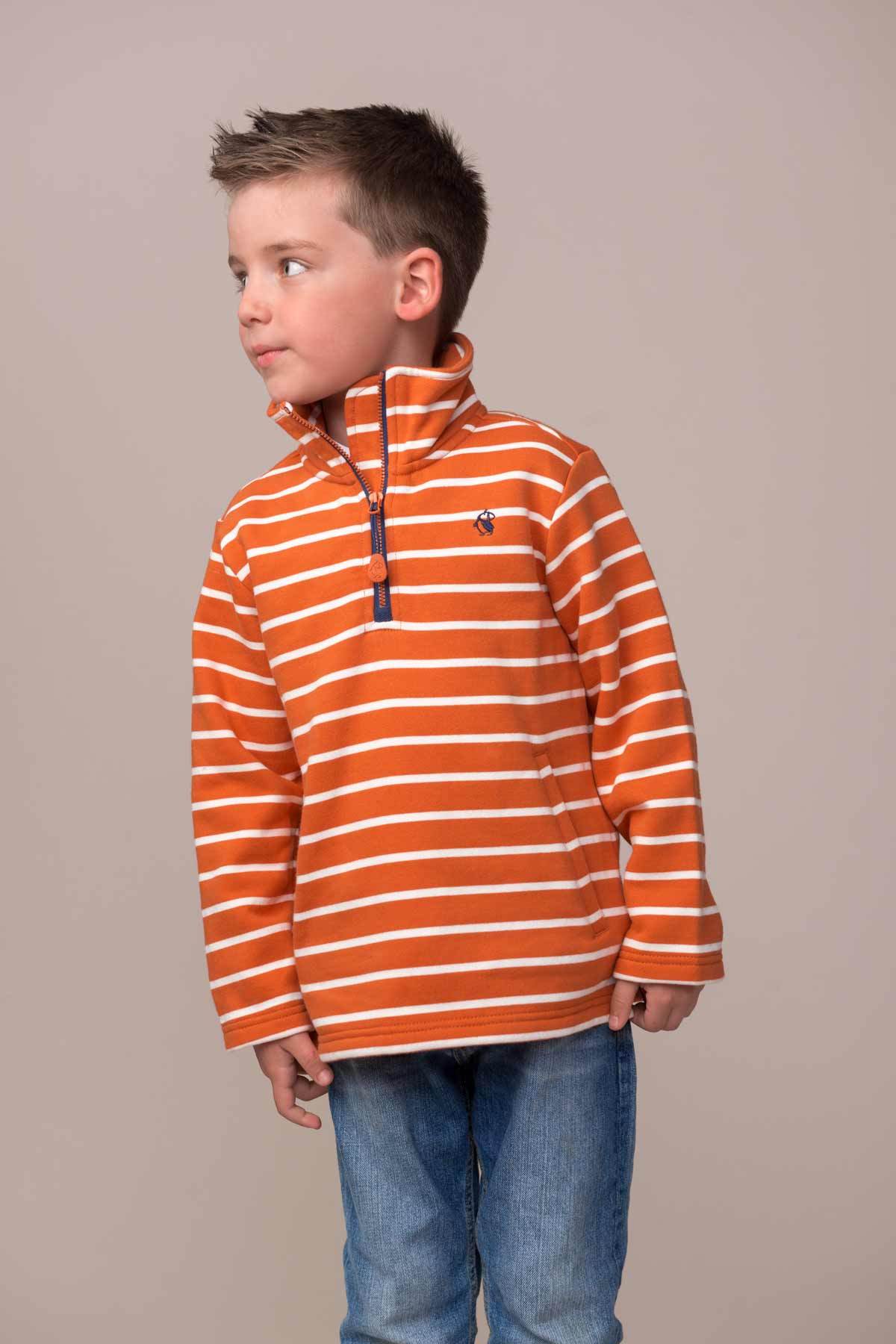 Lighthouse Thom - Boys Sweatshirt - Orange Stripe