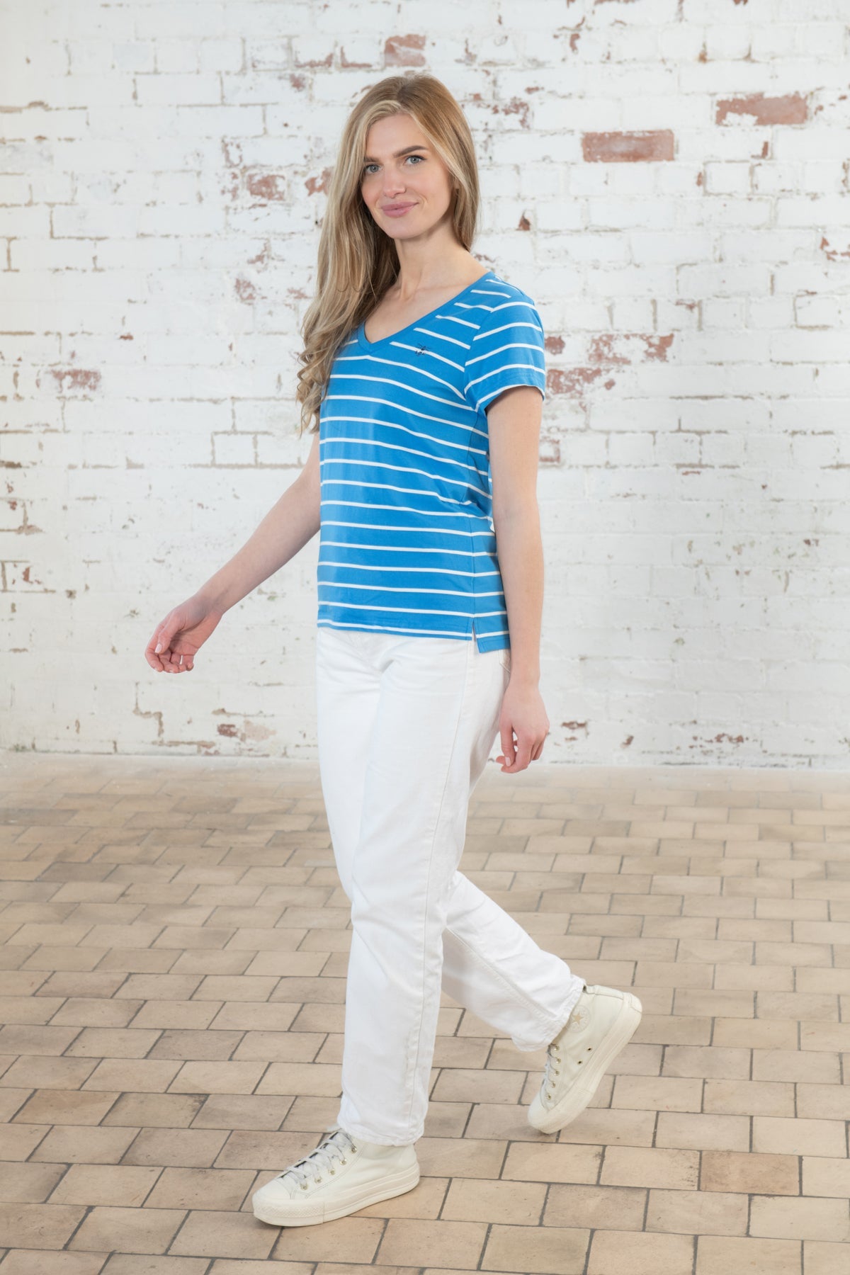 Ariana Tee - Azure Blue Stripe-Lighthouse