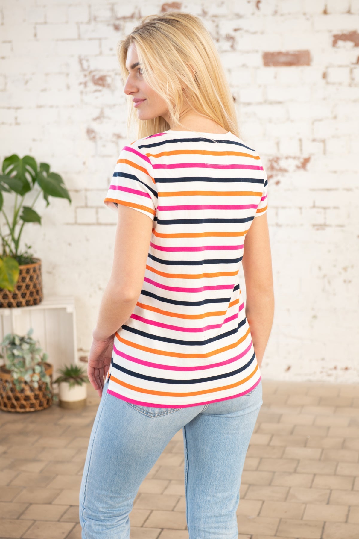 Ariana Tee - Orange Pink Stripe-Lighthouse