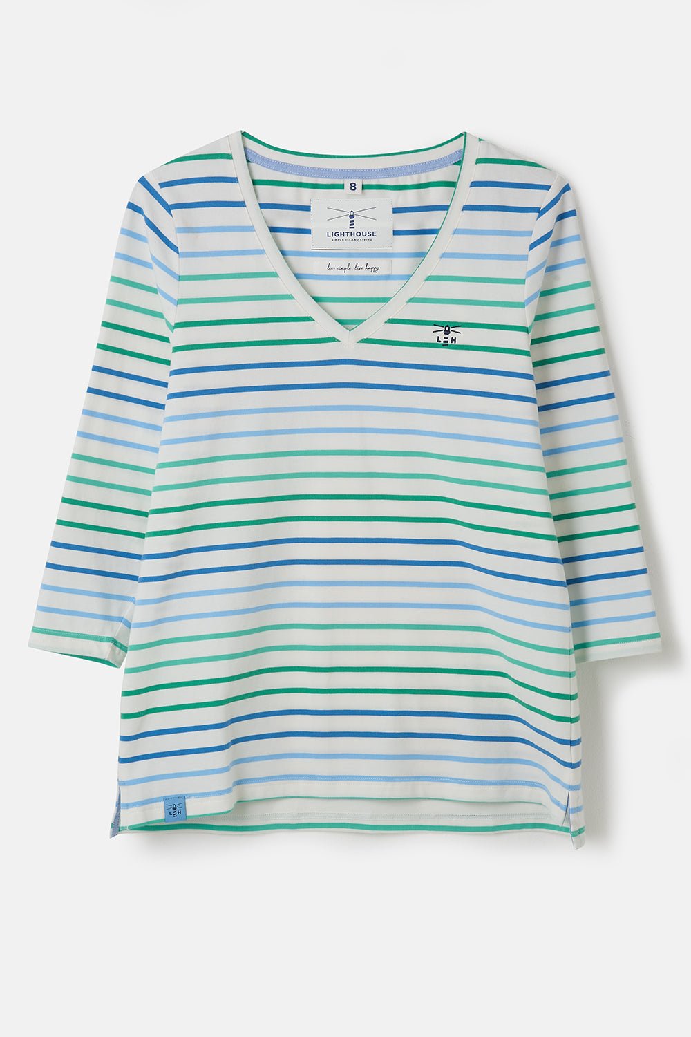 Ariana Top - Seagrass Green Blue Stripe - Lighthouse