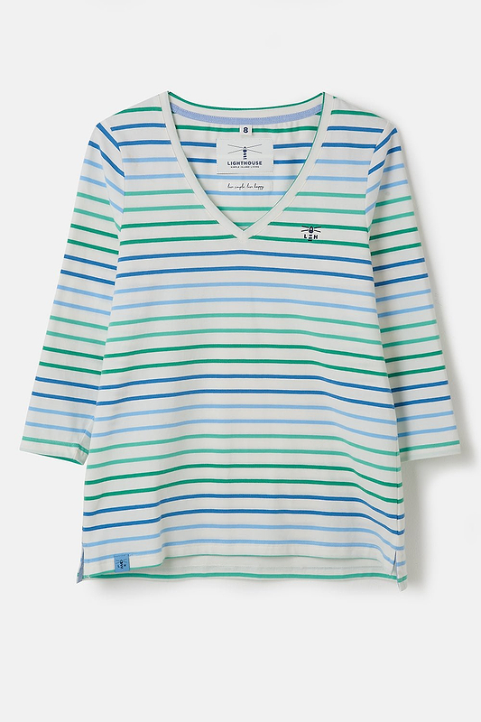 Ariana Top - Seagrass Green Blue Stripe - Lighthouse