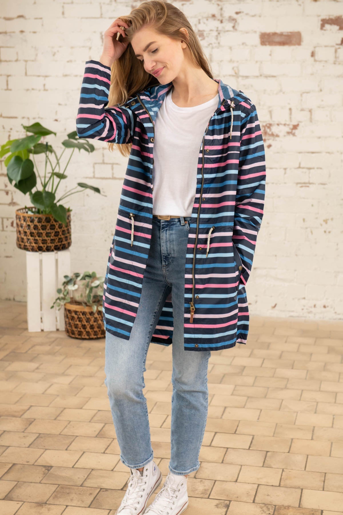 Cara Rain Parka - Blue Pink Stripe-Lighthouse