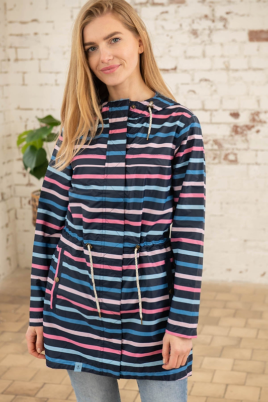 Cara Rain Parka - Blue Pink Stripe-Lighthouse