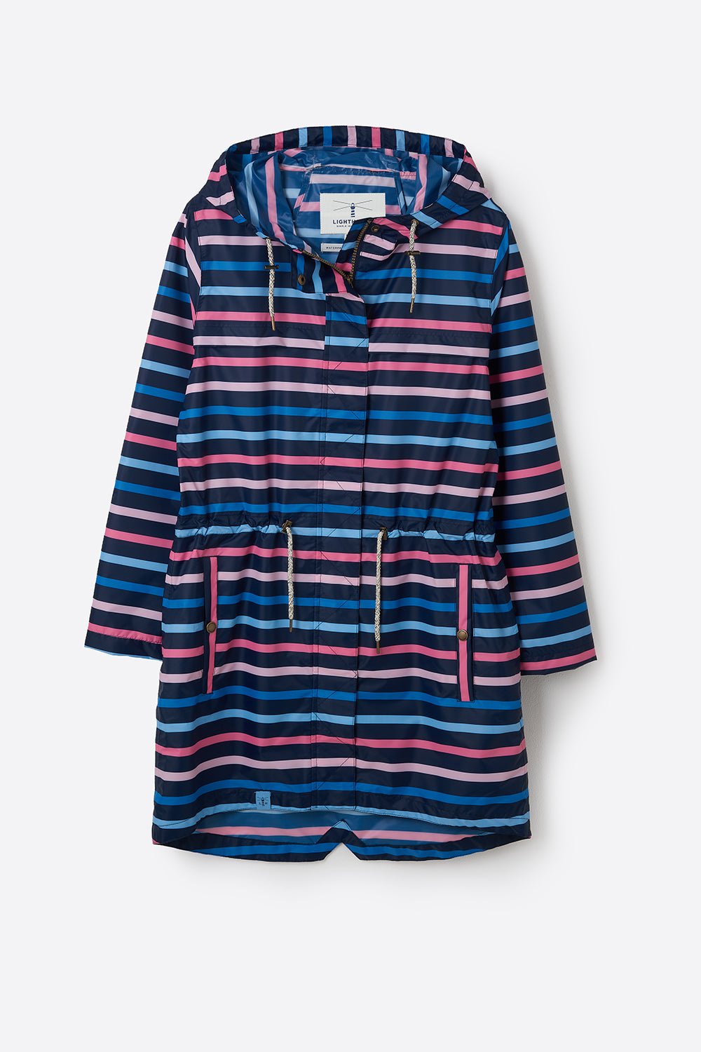 Cara Rain Parka - Blue Pink Stripe-Lighthouse