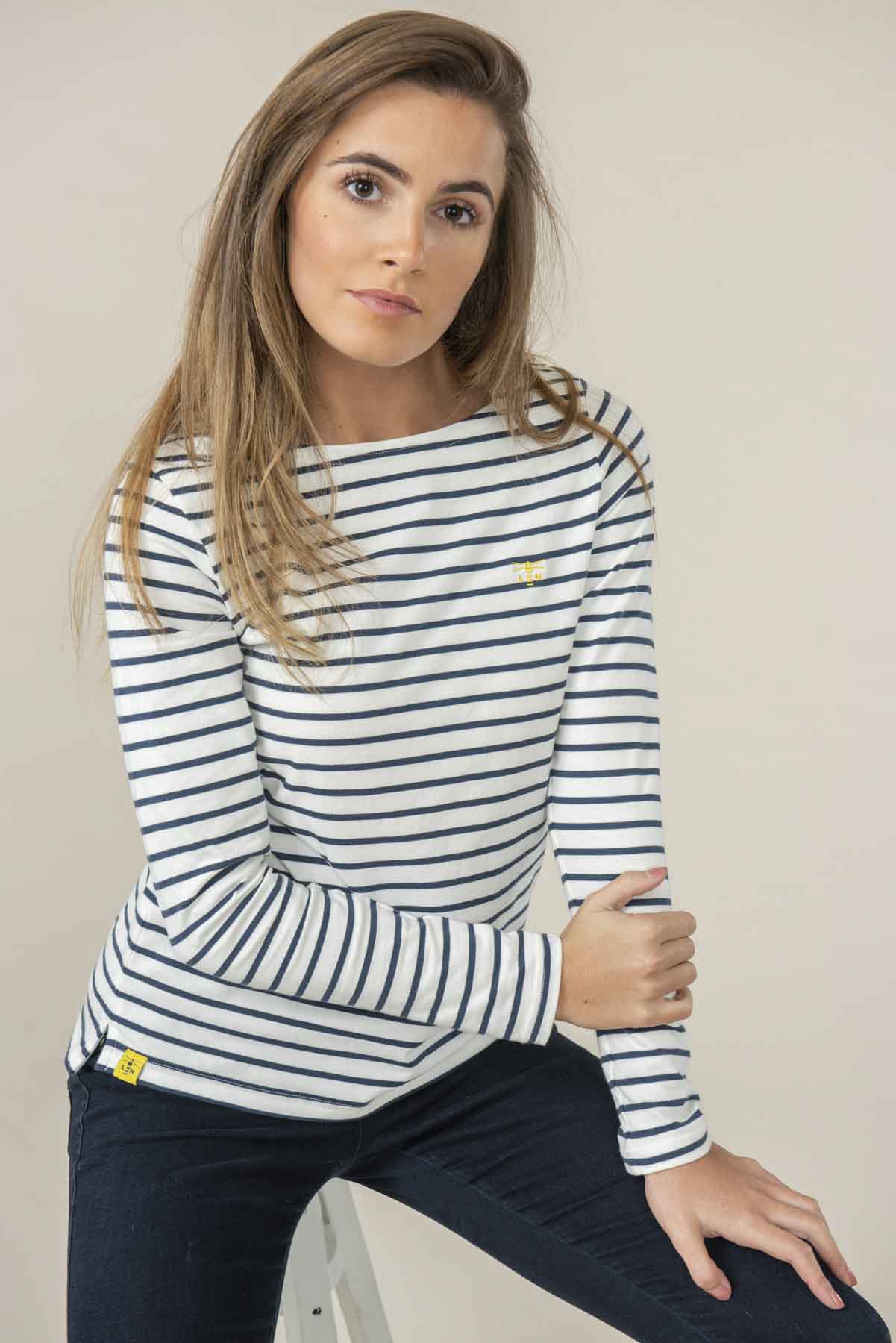 Causeway Breton Top - Cloud Midnight Stripe - Lighthouse