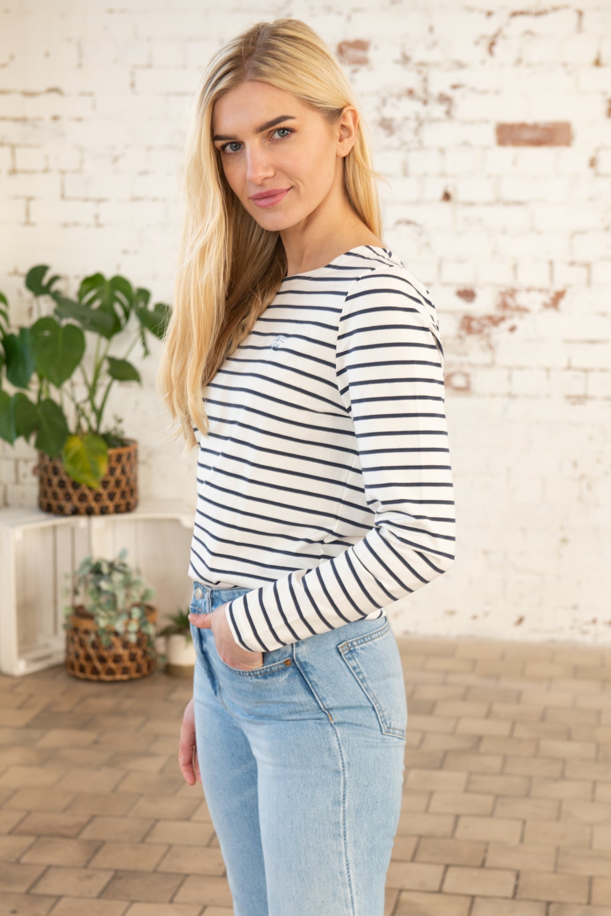 Causeway Breton Top - Cloud Midnight Stripe-Lighthouse