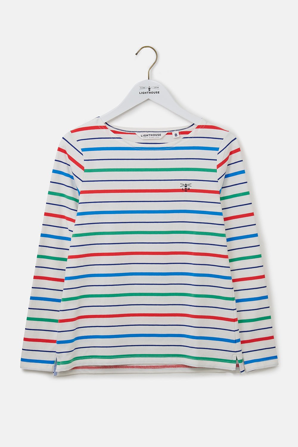 Causeway Breton Top - Seagrass Blue Poppy Stripe-Lighthouse
