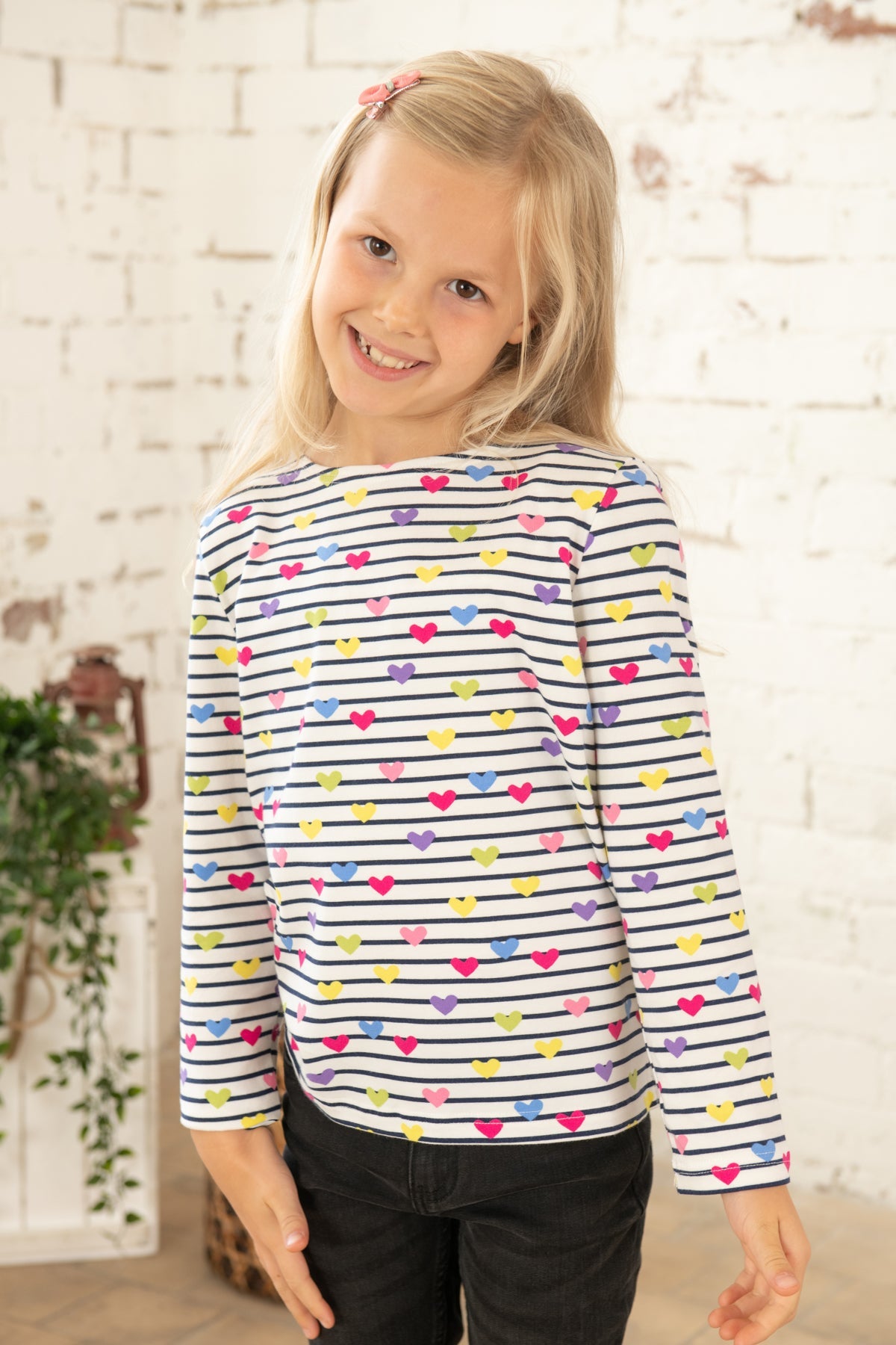 Causeway Top - Heart Print - Lighthouse
