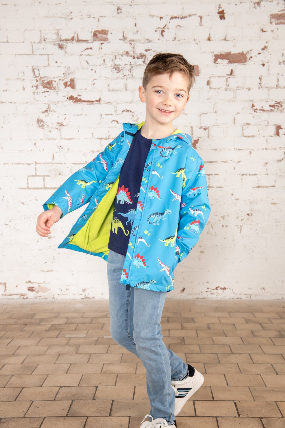 Ethan Jacket - Blue Dino Print-Lighthouse
