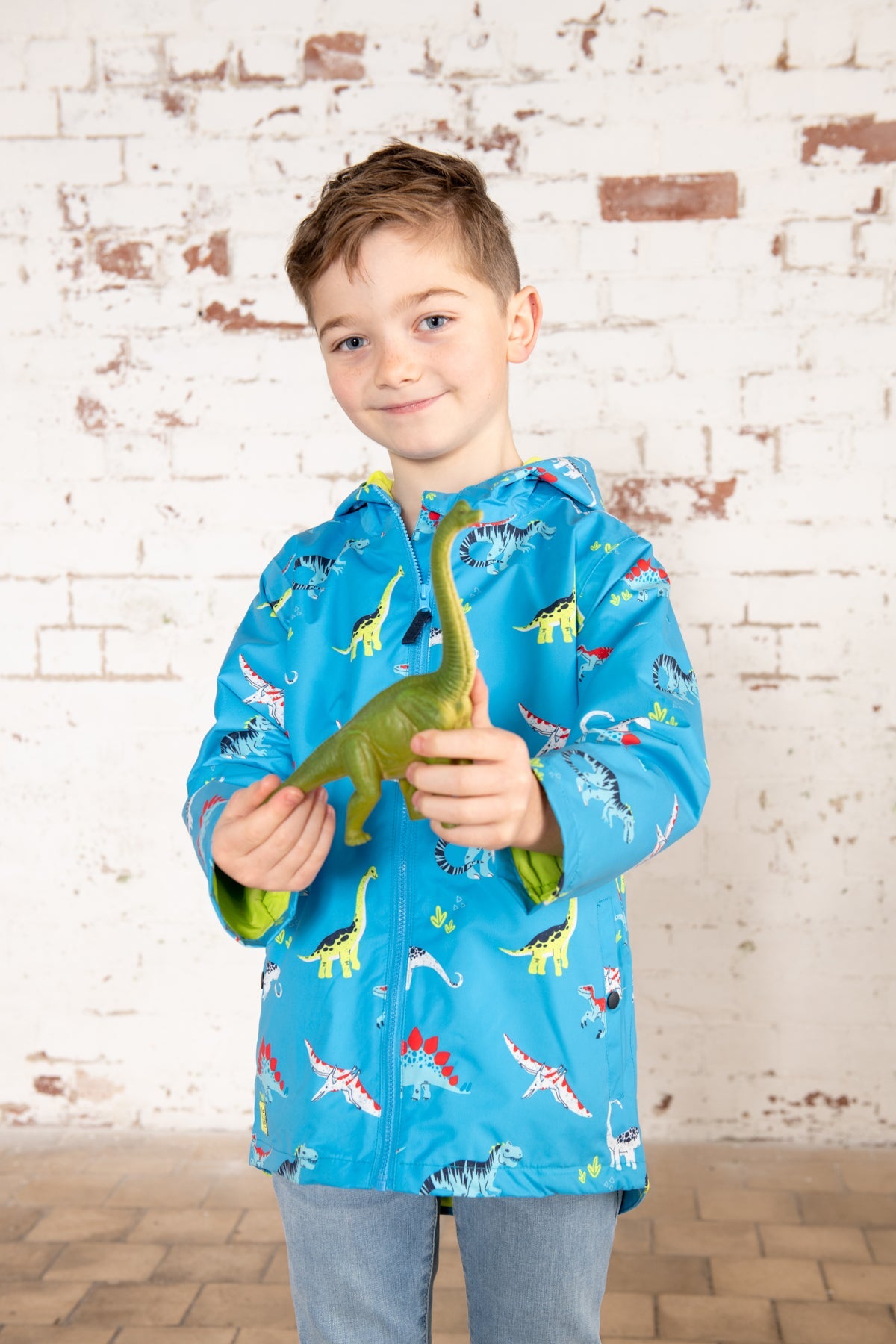 Ethan Jacket - Blue Dino Print-Lighthouse