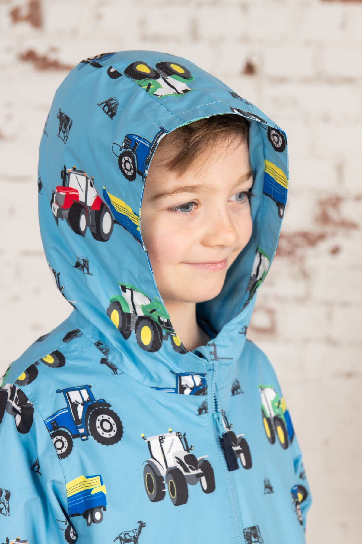 Ethan Jacket - Blue Tractor Print-Lighthouse