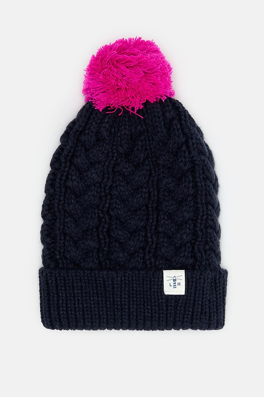 Hannah Bobble Hat - Fuchsia Navy-Lighthouse