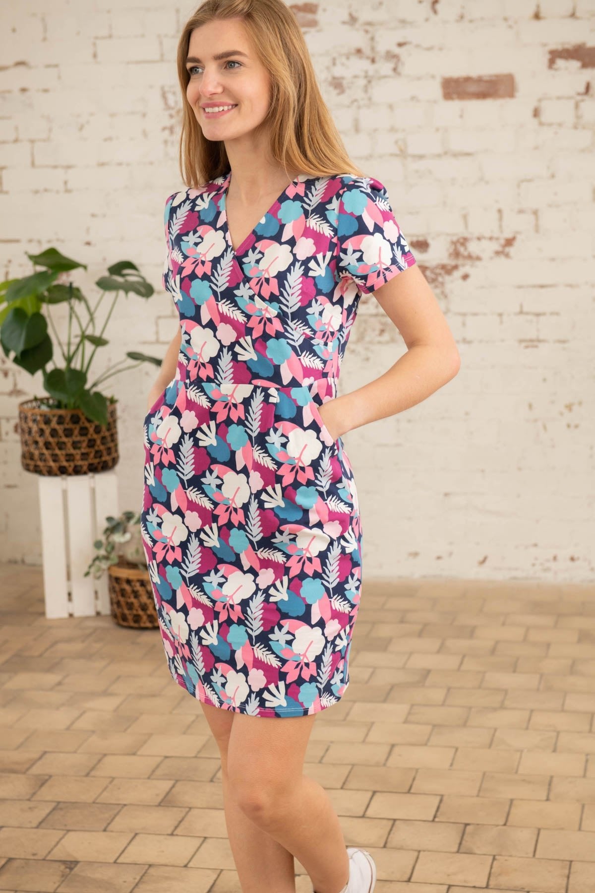 Lena Dress - Night Sky Abstract Leaf - Lighthouse