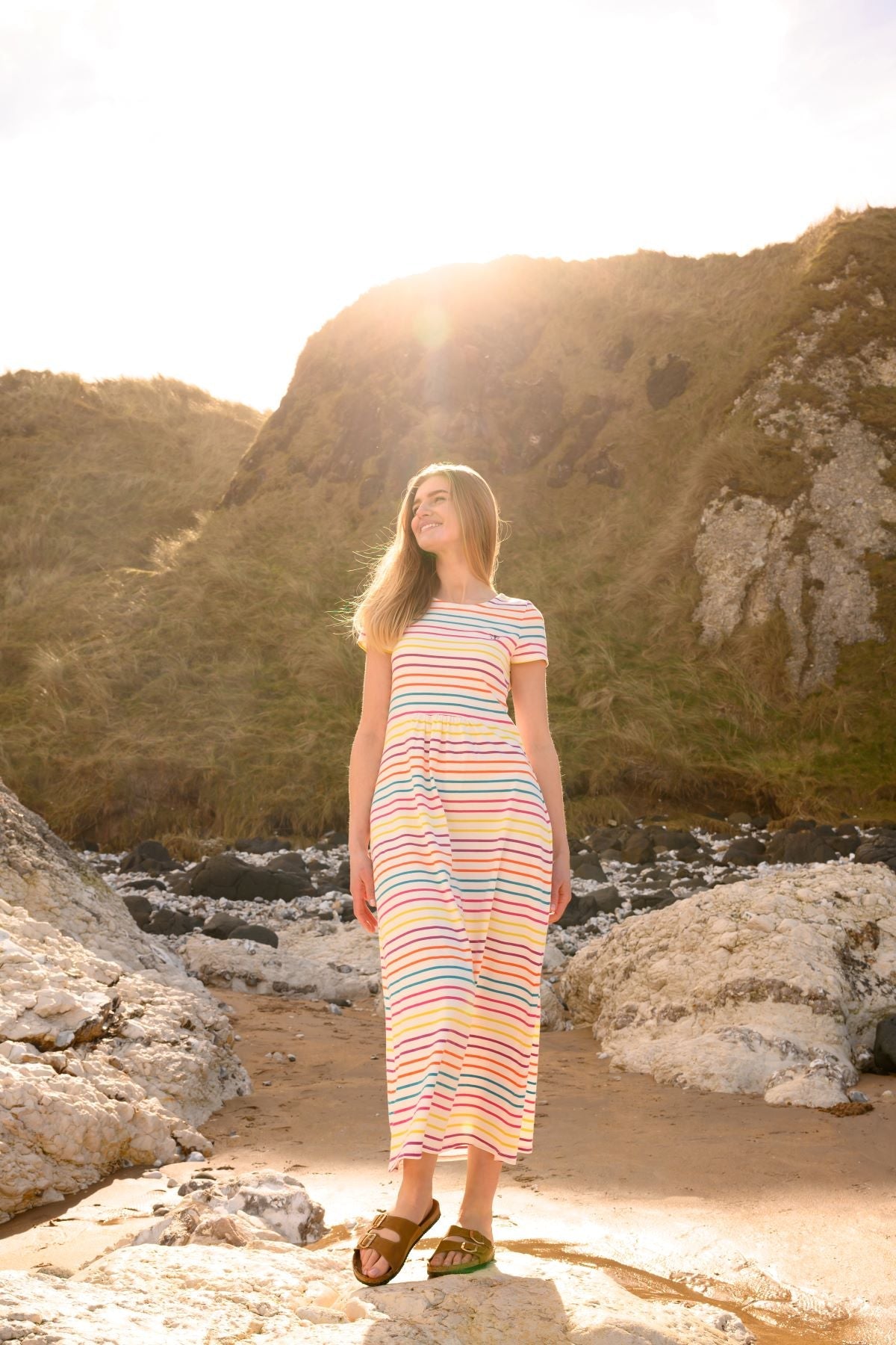 Lyla Dress - Teal Pink Stripe-Lighthouse