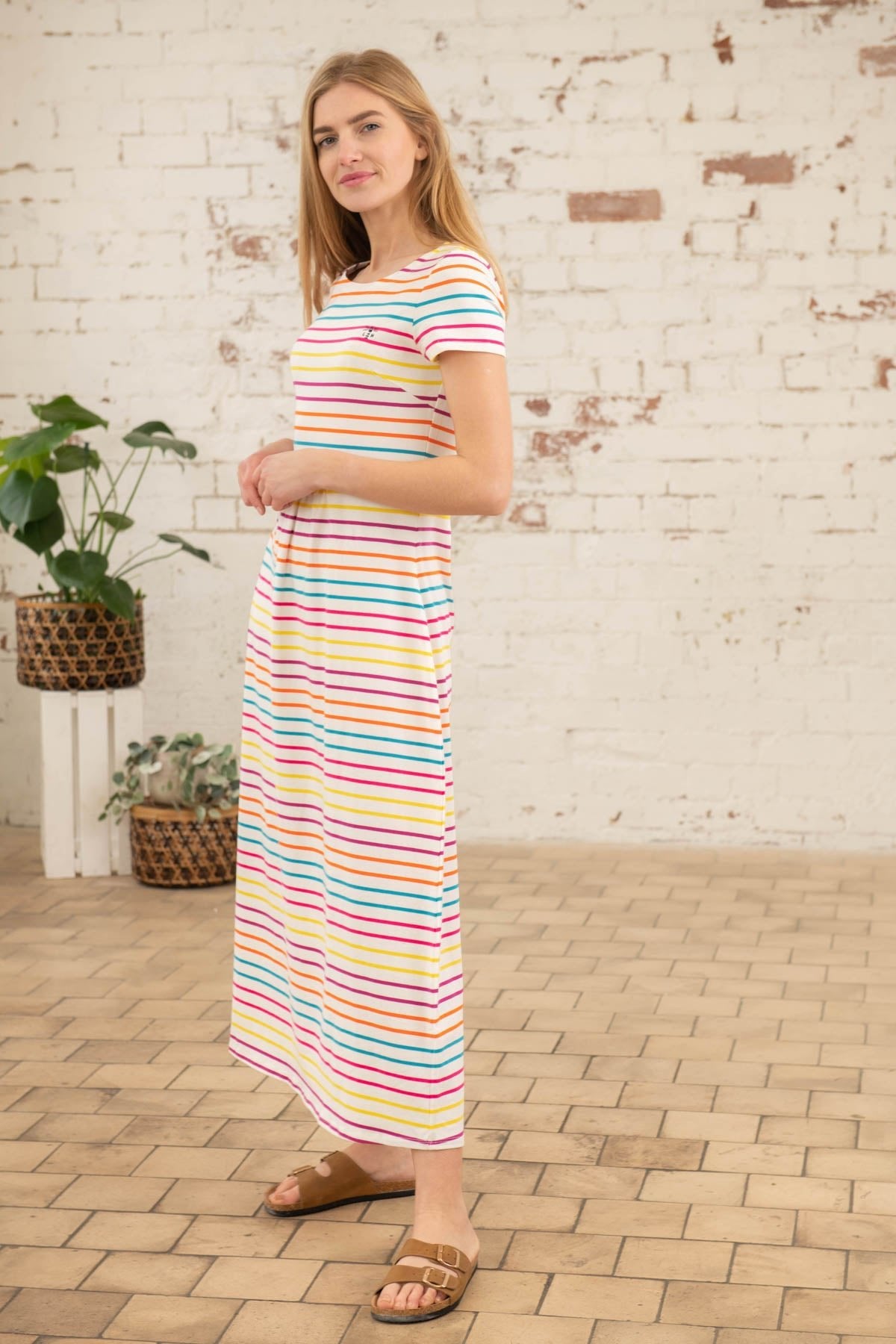 Lyla Dress - Teal Pink Stripe-Lighthouse