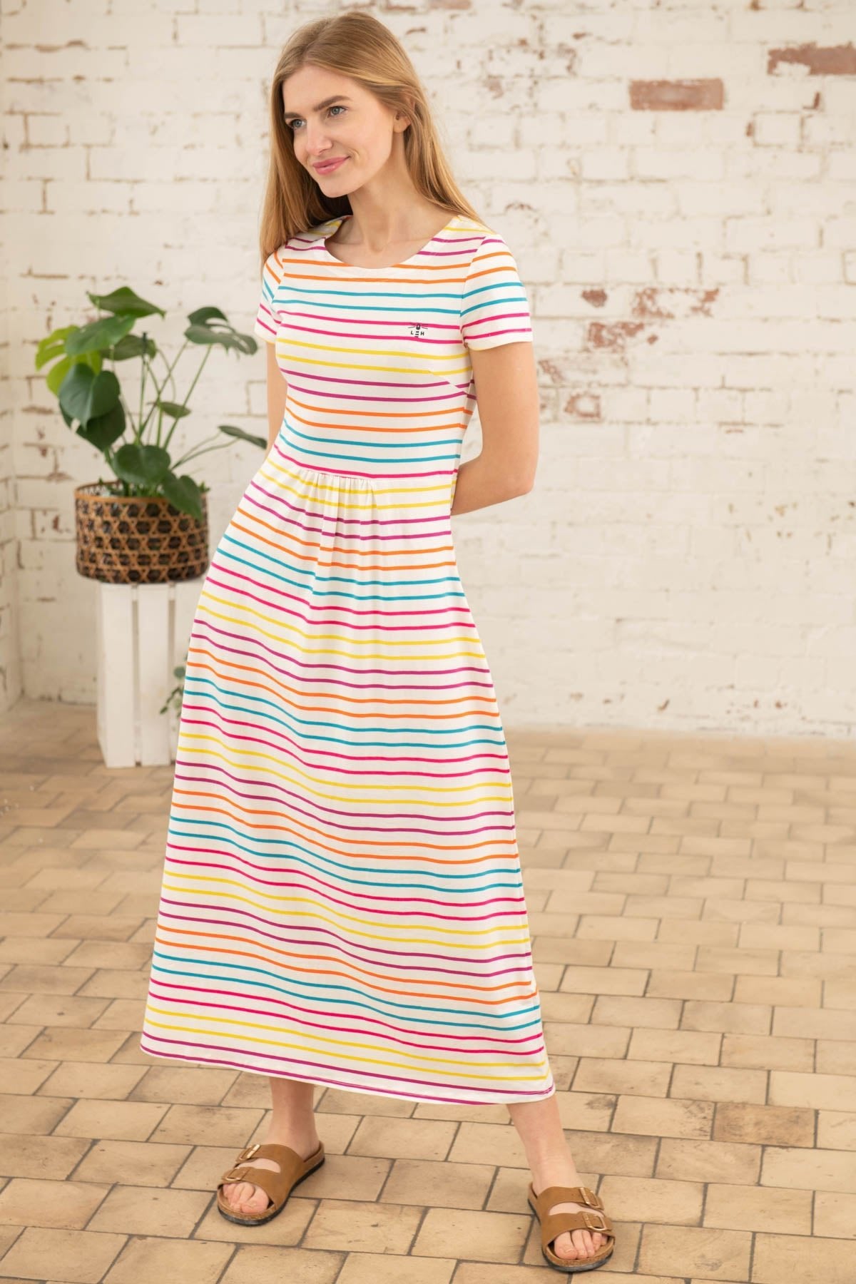 Lyla Dress - Teal Pink Stripe-Lighthouse