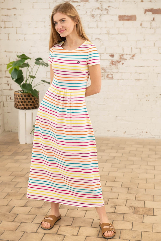 Lyla Dress - Teal Pink Stripe-Lighthouse