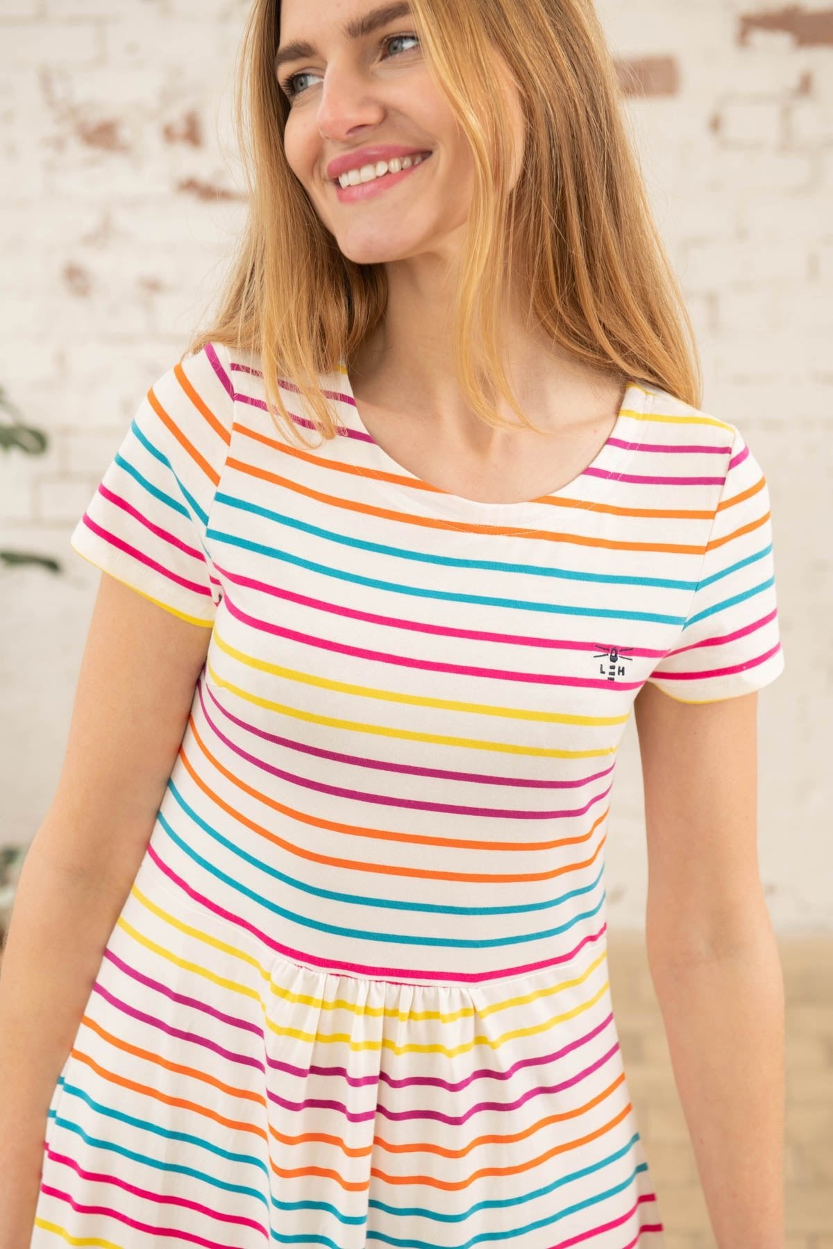 Lyla Dress - Teal Pink Stripe-Lighthouse
