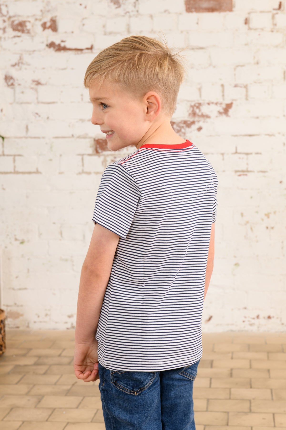 Oliver Short Sleeve Top - Eclipse Stripe Submarine-Lighthouse