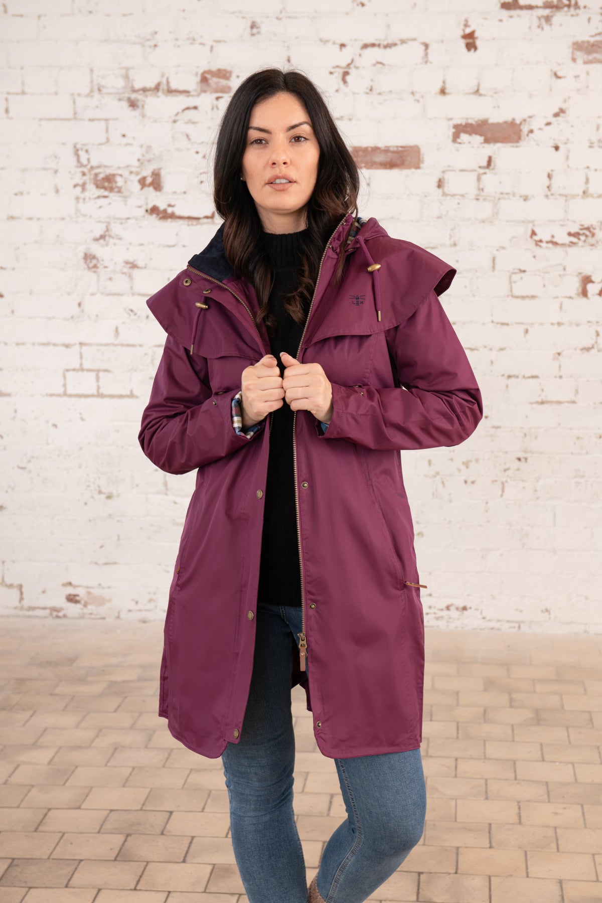 Outrider 3/4 Length Waterproof Raincoat - Plum-Lighthouse