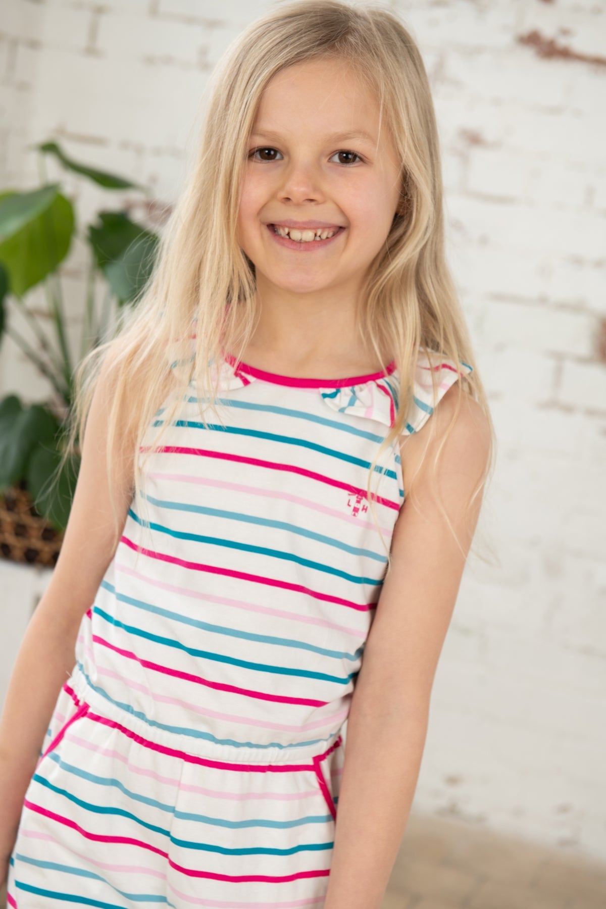 Penelope Playsuit - Teal Pink Stripe-Lighthouse