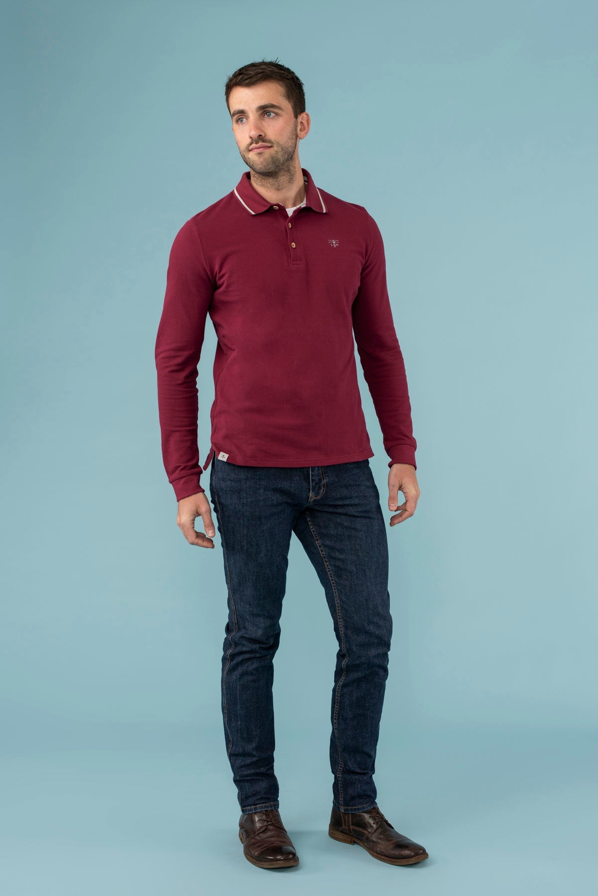 Pier Long Sleeve Polo - Bordeaux - Lighthouse