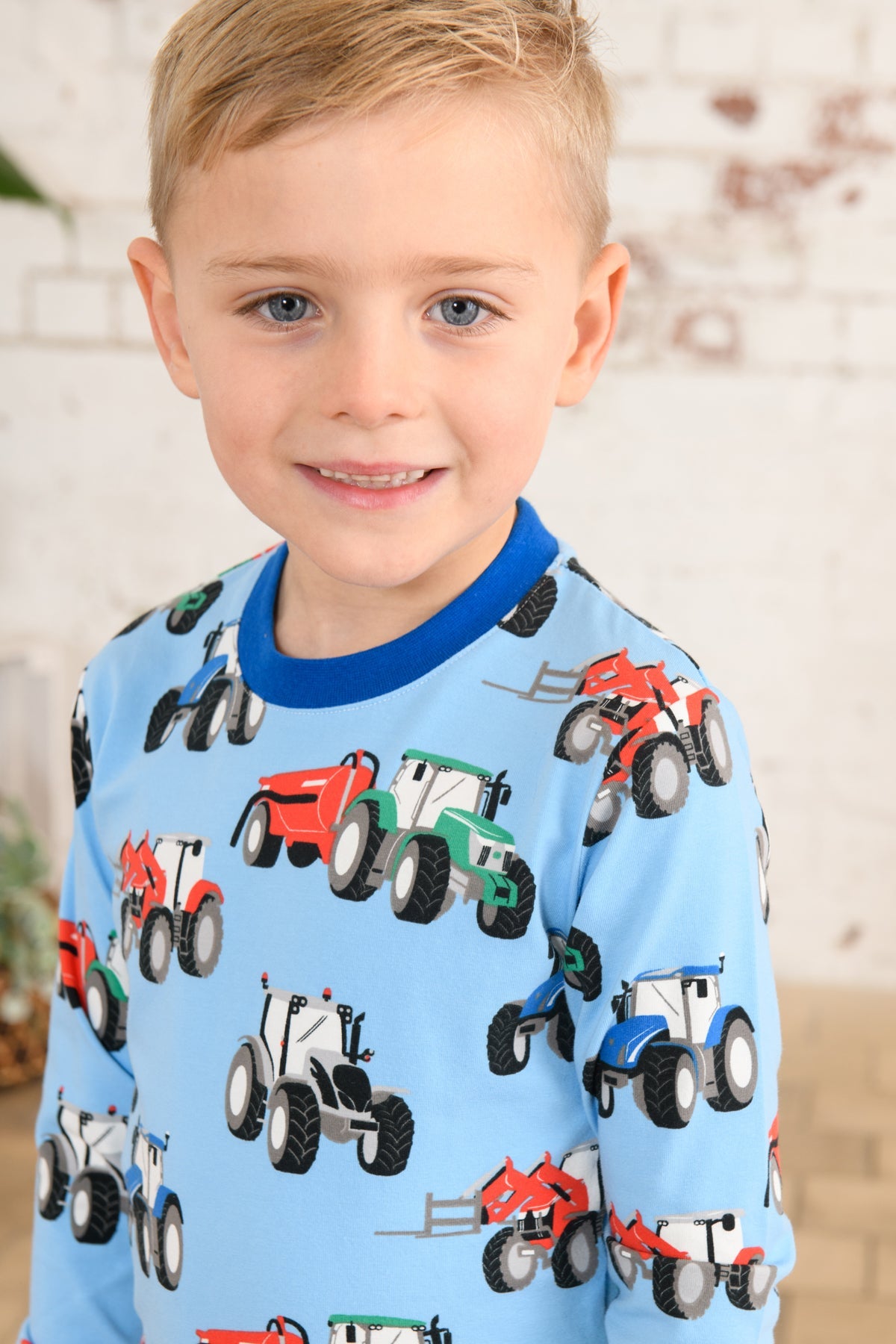 Pyjamas - Blue Tractor Print-Lighthouse