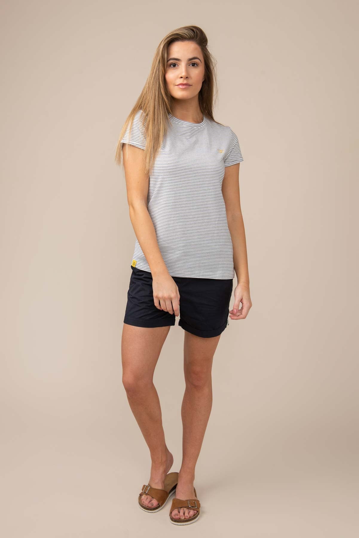 Seashore T Shirt - Cloud Midnight Stripe - Lighthouse