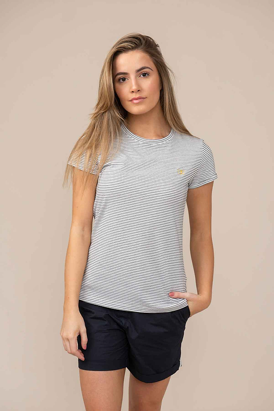 Seashore T Shirt - Cloud Midnight Stripe - Lighthouse
