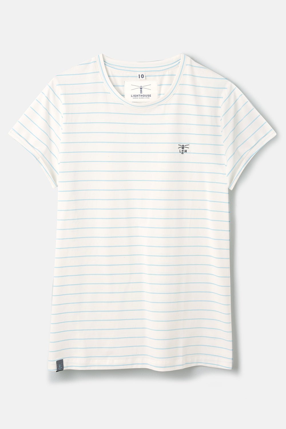 Seashore T Shirt - Cloud Pale Blue Stripe-Lighthouse