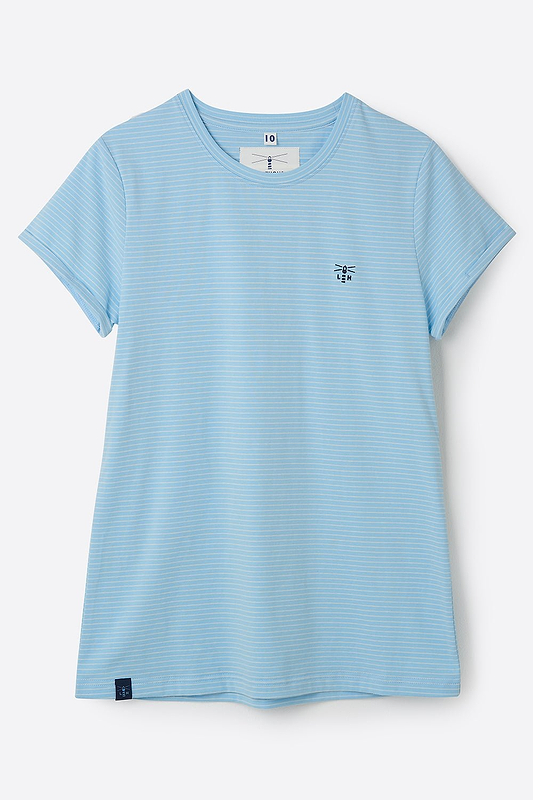 Seashore T Shirt - Pale Blue Stripe - Lighthouse