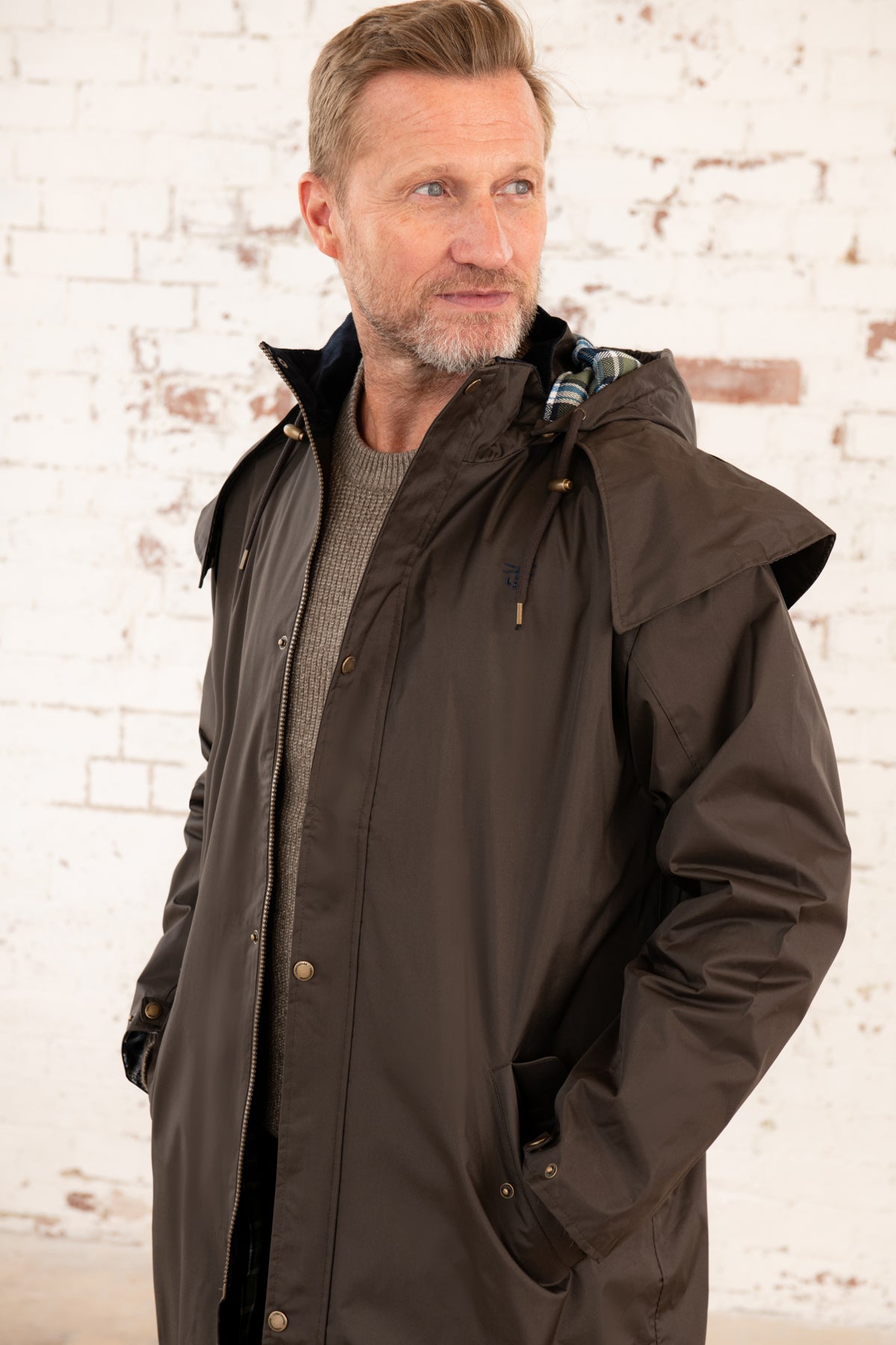 Stockman Full Length Rain Coat - Chocolate-Lighthouse