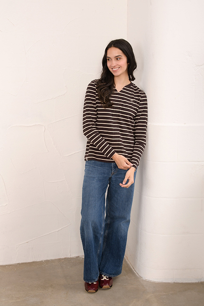 Sorcha Top - Cocoa Cream Stripe