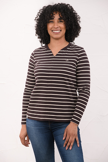 Sorcha Top - Cocoa Cream Stripe