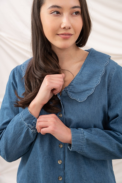 Ada Blouse - Washed Denim - Lighthouse