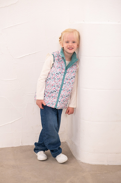 Amber Reversible Gilet - Teal Floral-Lighthouse