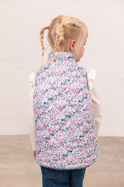 Amber Reversible Gilet - Teal Floral-Lighthouse