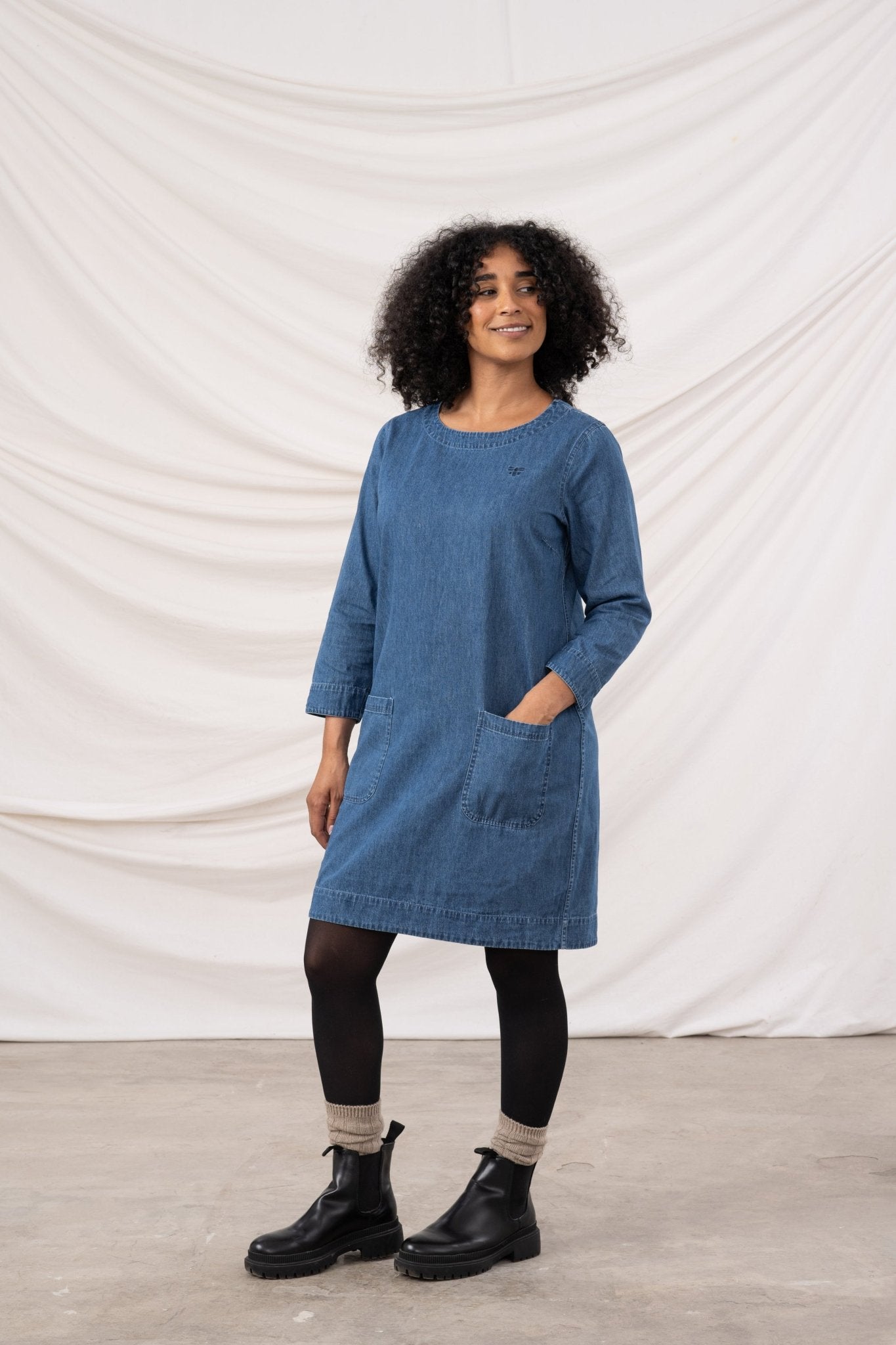 Anna Dress - Washed Denim - Lighthouse