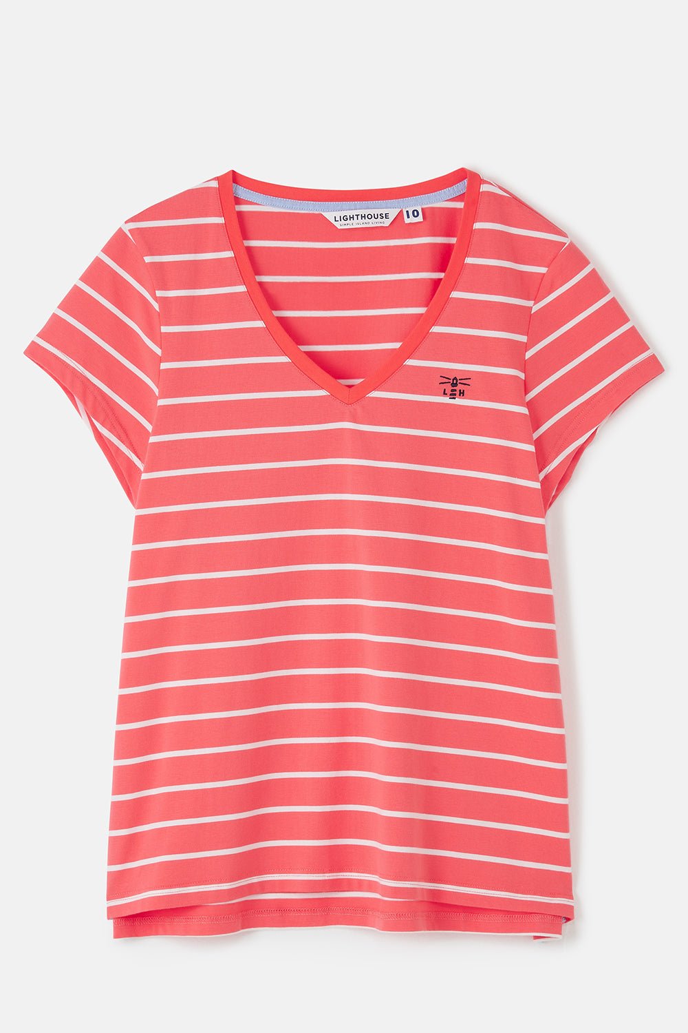 Ariana Tee - Deep Coral Stripe - Lighthouse