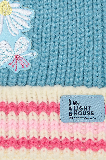 Bobbie Bobble Hat - Blue Pink Daisy - Lighthouse