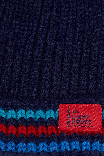 Bobbie Bobble Hat - Navy Red Blue Striped - Lighthouse