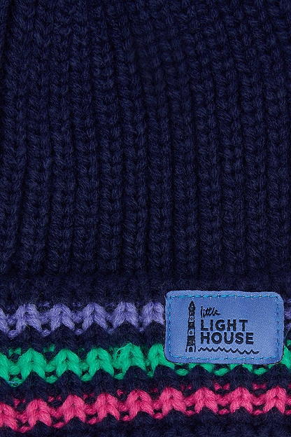 Bobbie Bobble Hat - Pink Purple Teal Striped - Lighthouse