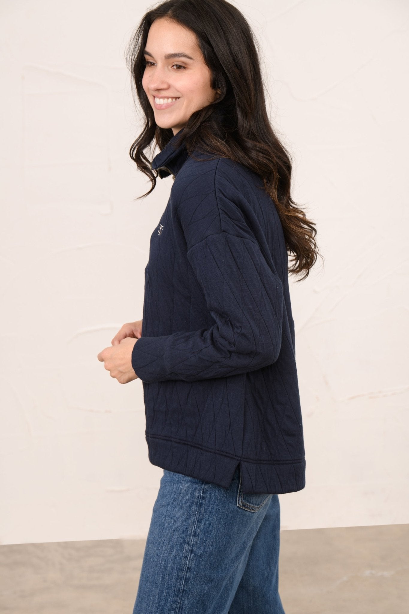 Cameron Quilted Quarter Zip - Navy-Lighthouse