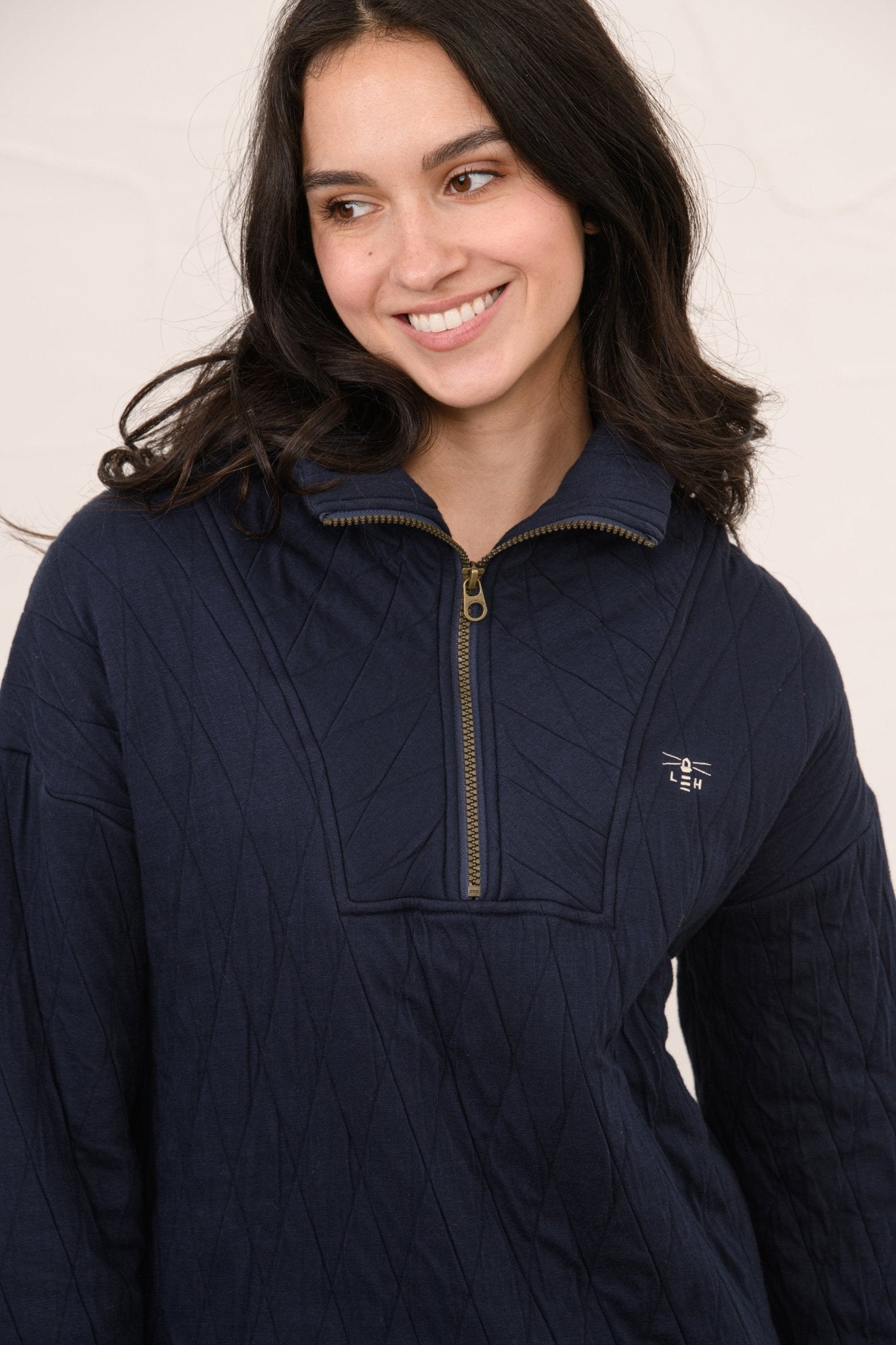 Cameron Quilted Quarter Zip - Navy-Lighthouse