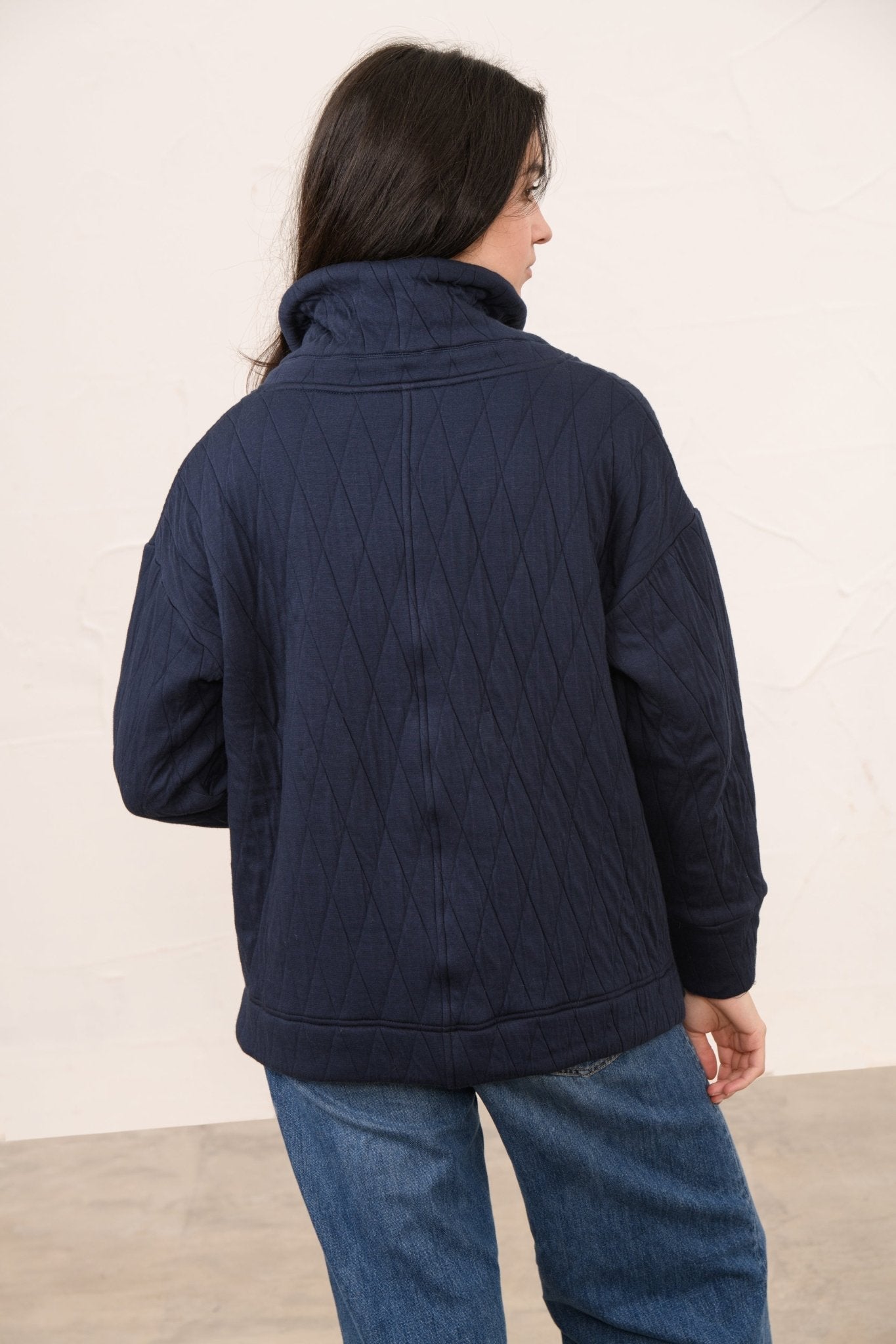 Cameron Quilted Quarter Zip - Navy-Lighthouse