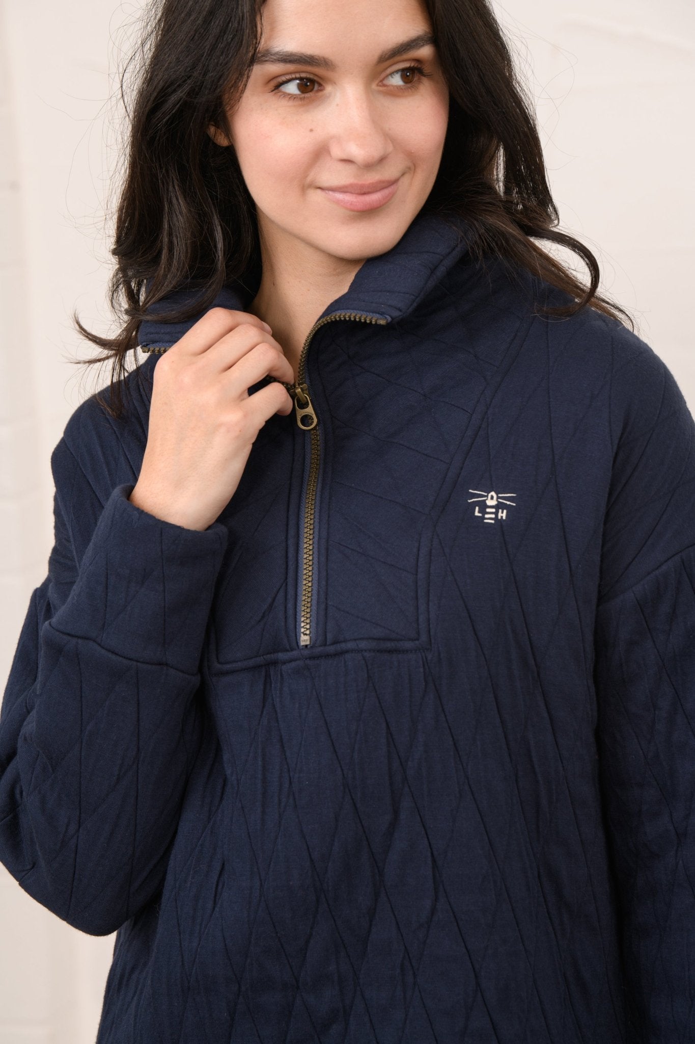 Cameron Quilted Quarter Zip - Navy-Lighthouse