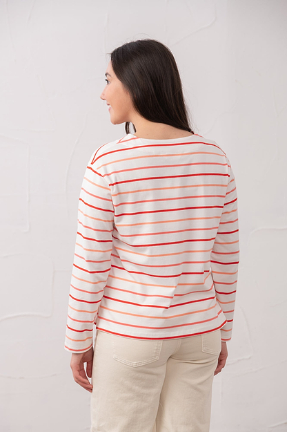 Causeway Breton Top - Coral Poppy Stripe - Lighthouse