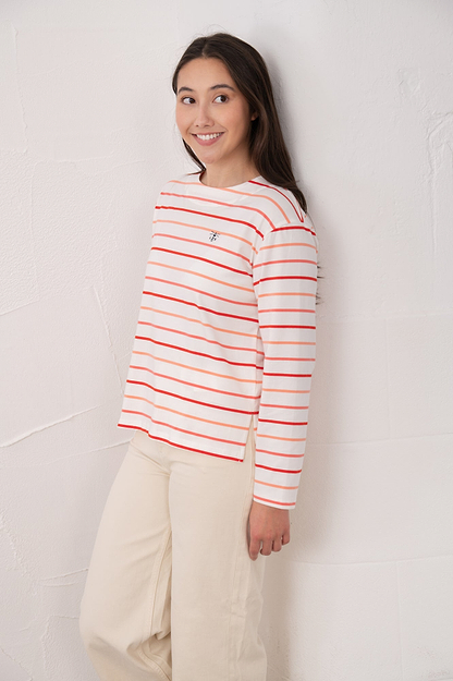 Causeway Breton Top - Coral Poppy Stripe - Lighthouse