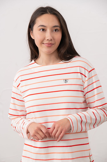 Causeway Breton Top - Coral Poppy Stripe - Lighthouse