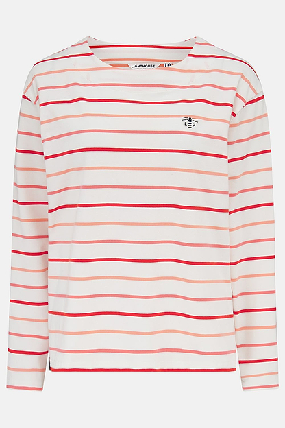 Causeway Breton Top - Coral Poppy Stripe - Lighthouse